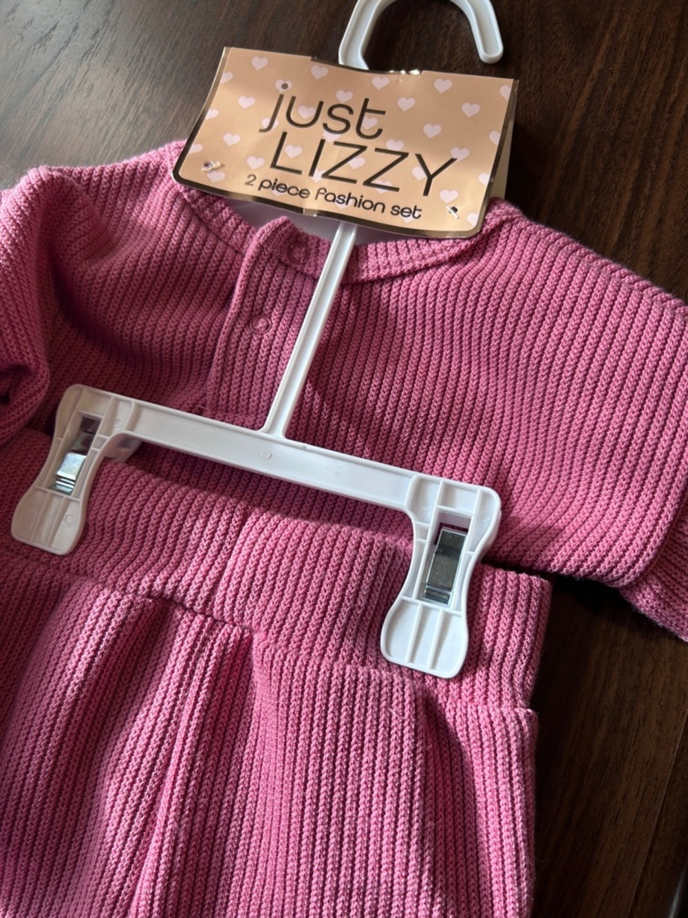 Kids Pink 'Happy' Ribbed Matching Set by​ - Picture 10 of 11